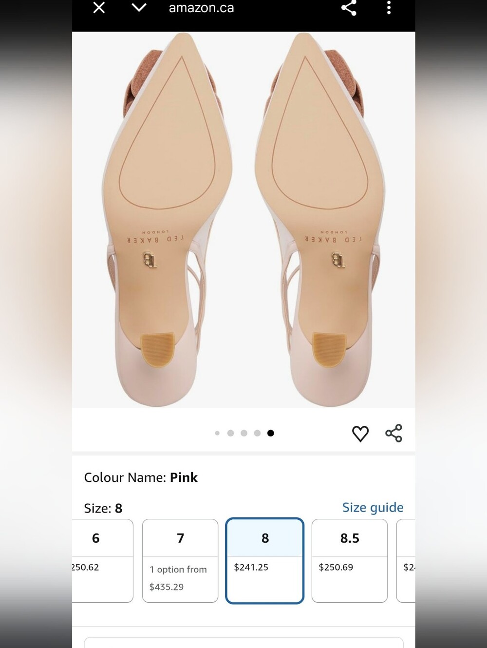 Ted Baker London Blush Pink Slingback Heels with Bow and Pearl - Picture 2 of 12
